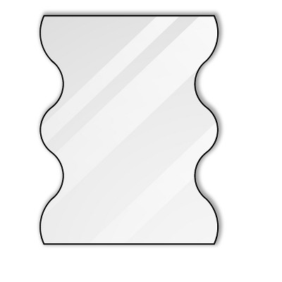 Vynxaria 30 in. Wx35 in. H Inch Black Rectangular Wall Mirror with Wavy Metal Frame, Ideal for Bathroom, Living Room, Bedroom
