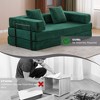 Convertible Floor Sofa Bed with Pillow and Armrest, Corduroy Floor Couch for Living Room or Bedroom, Compression Futon Sofa for Small Spaces-Koiai - 4 of 4
