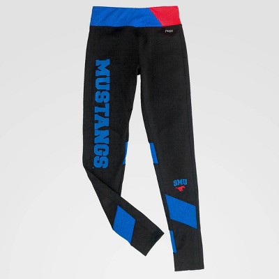 NCAA SMU Mustangs Yoga Leggings with Mesh Inserts - Black S