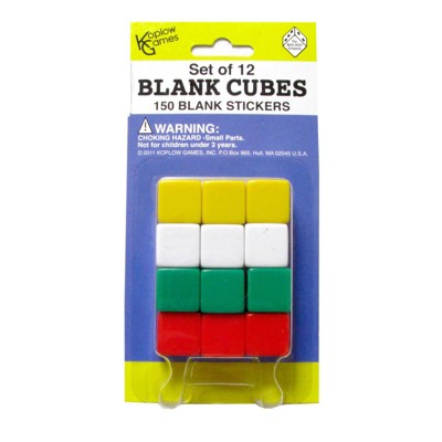 Koplow Games Blank Dice Set with Stickers, 6 Packs