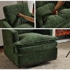 Karl Home Modern Comfy Upholstered Armchair with Back Pillow, 360 Degree Square Swivel Barrel Accent Chair for Living Room Dark Green - 3 of 4