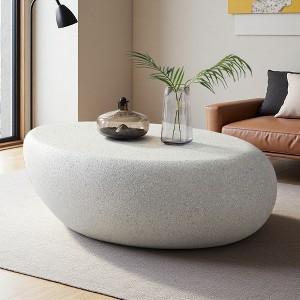 43.31" Fiberglass Elliptical Coffee Table (Matte Rock Finish) - 1 of 4