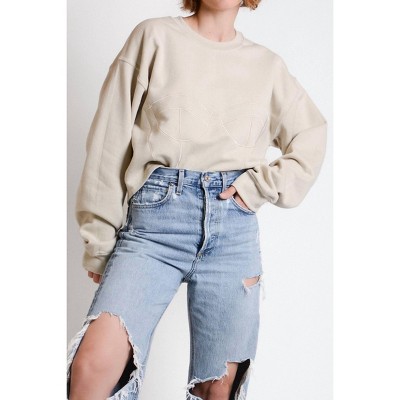 Women's Cropped Corset Embroidered Sweatshirt - Sarah Donofrio