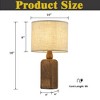 ALOADECOR Farmhouse Traditional Natural Brown Solid Wood Base Table Lamp with Beige Fabric Shade for Bedroom Living Room(2 Pack) - 4 of 4