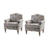 Set of 2 Yahweh Wooden Upholstered Armchair with Panel Arms and Camelback for Bedroom| ART OF LIVING DESIGNS - 2 of 4