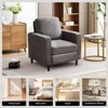 Aukfa Mid-Century Modern Linen Armchair w/ Double Side Pockets - Comfortable Padded Reading Accent Chair for Living Room, Bedroom & Office - 3 of 4