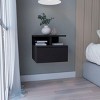 INFURNIC Nightstands Floating Nightstand with Single Drawer and Two-Tier Shelf Modern Wall-Mounted Design, Black, 13.23"*14.02"*11.61" - 4 of 4