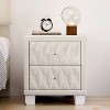 HDZNVF Velvet Nightstand with 2 Drawers and Crystal Handle - 3 of 4