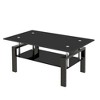 ACEPANO 39.37 in. W Rectangular 2-Layers Coffee Table with Tempered Black Glass-Transparent - 3 of 4