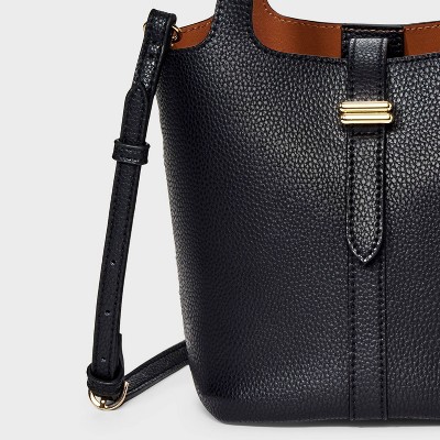 A New Day Mini Tulip Tote Handbag with Crossbody Strap - A New Day™ Black — фото 5