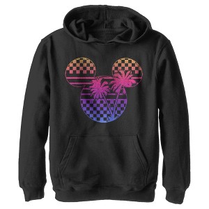 Boy's Disney Mickey Mouse Neon Palm Trees Silhouette Pull Over Hoodie - 1 of 4