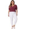 Agnes Orinda Women's Plus Size Ribbed Knit V-Back Pullover Elegant T-shirts - 3 of 4