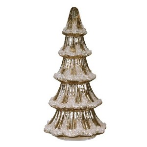 Old World Christmas Glass Battery-Operated Frosted Christmas Tree, Gold, 12in - 1 of 4