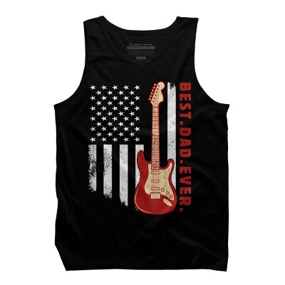 Men's Design By Humans Best Dad Ever Guitar and Flag By MINHMINH Tank Top