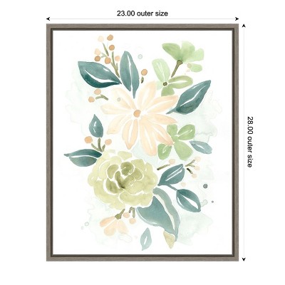 Spring Greens II Acrylic Canvas Print with Distressed Greywash Frame