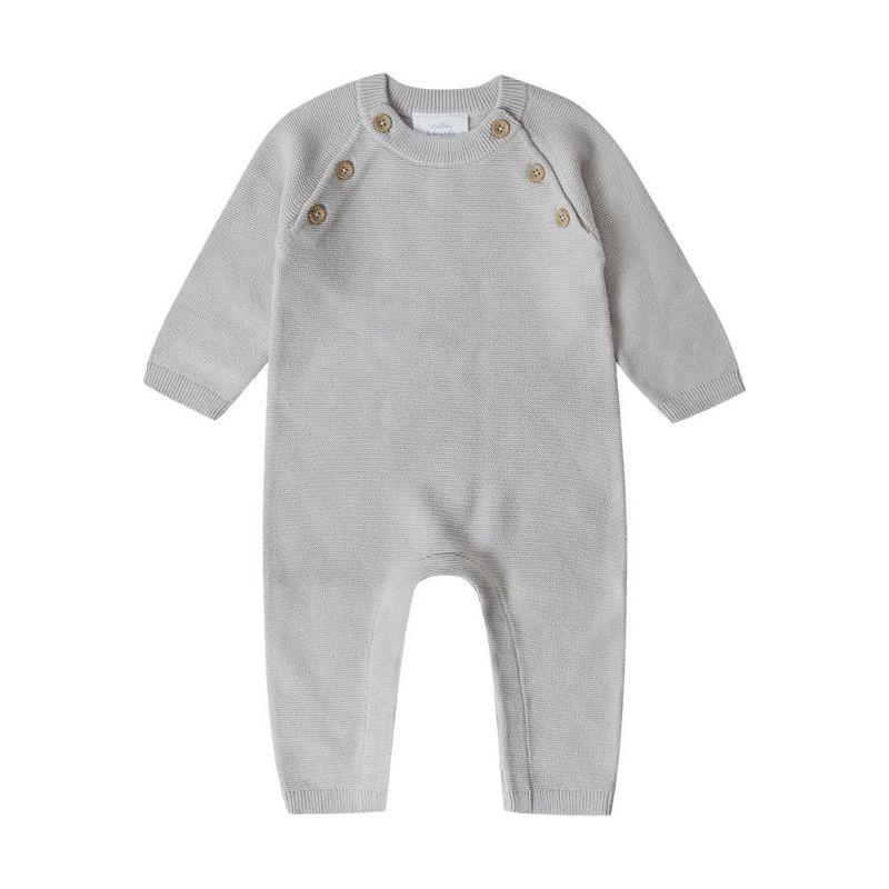 Stellou & Friends Newborn, Baby and Toddler 100% Cotton Long Sleeve Sweater Knit One-Piece Romper, 2 of 7