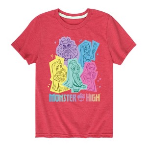 Boys' - Monster High - Pastel Character Group Short Sleeve Graphic T-Shirt - 1 of 4