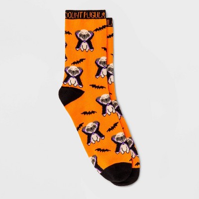 Women's 'Count Pugula' Halloween Crew Socks - Hyde & EEK! Boutique™ Orange 4-10