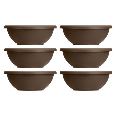 HC Companies 22 Inch Resin Garden Bowl Planter Pot, Chocolate Brown (6 Pack)
