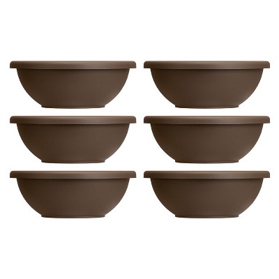 HC Companies 22 Inch Resin Garden Bowl Planter Pot, Chocolate Brown (6 Pack)