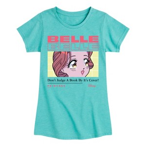 Girls' - Disney - Belle Don't Judge A Book Fitted Short Sleeve Graphic T-Shirt - 1 of 4