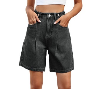 Womens Jean Shorts High Waisted Trendy Stretchy Denim Shorts Summer Casual Cutoff Loose Fit Wide Leg Long Shorts - 1 of 4