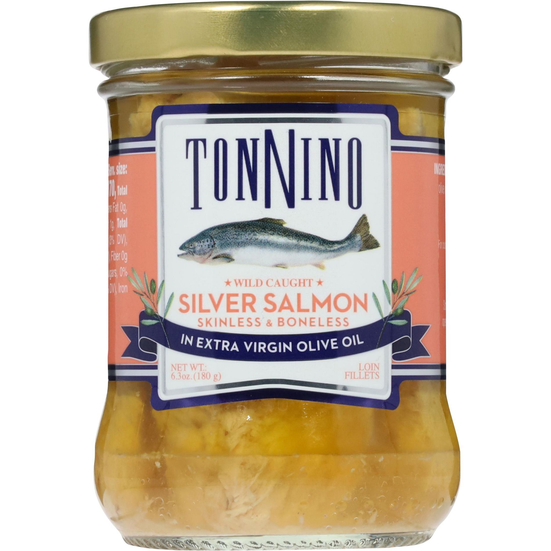 Tonnino Silver Salmon, With EVOO, Skinless & Boneless - Case of 6 - 6.3 oz