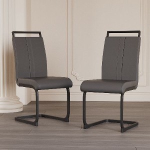 CAVINAS Modern Dining Chairs, Faux Leather High Back Upholstered Side Chair with C-shaped Tube Metal Legs, Guest Office Chair - 1 of 4