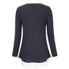 Women's Long Sleeve Contrast Collared Shirts Patchwork Work Blouse Tunics Tops - 4 of 4