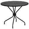 Emma and Oliver Commercial Grade 35.25" Round Metal Garden Patio Table Set, 4 Square Back Chairs - 3 of 4