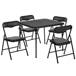 Flash Furniture Kids Black 5 Piece Folding Table and Chair Set - 1 of 4