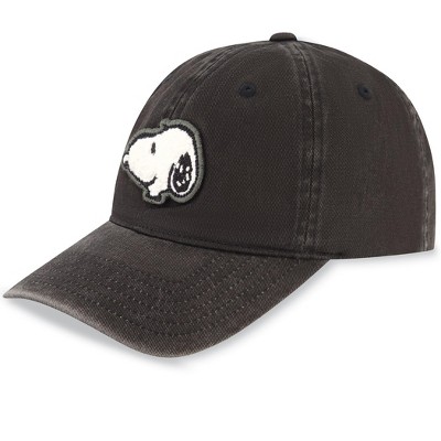 Collections Etc Fuzzy Snoopy Appliqué Adjustable Baseball Hat Gender Neutral Black