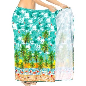 HAPPY BAY Women's Bikini Skirt Beachwear Sarong Coverups Cover Up Summer Wraps Swimwear Beach Wrap Skirts for Women One Size Green,flamingo - 1 of 4