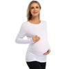 Coolmee Maternity Shirt Long Sleeve Basic Top Ruch Sides Bodycon Tshirt for Pregnant Women with Button - 4 of 4