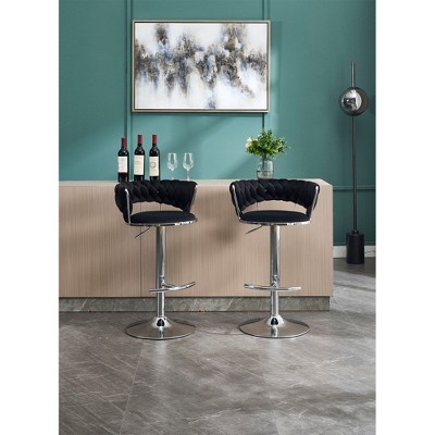 SKRAN 360° Swivel Velvet Bar Stools Set of 2 Adjustable Counter Height Barstools With Back And Footrest For Kitchen Island, Cafe, Pub