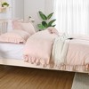 Ruffle Duvet Cover Set, Soft Washed Microfiber Vintage French Country Duvet Cover Set with Button Closure - 2 of 4