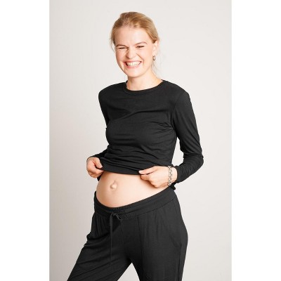 NOM Maternity Liv Long Sleeve Crew Neck Tee