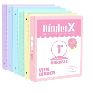 Itopfox 6 Pack Extra Durable 3 Ring Binders with Pockets, Cute Customizable Clear View Cover for Letter Size Papers, Pastel School Office Supplies - 1 of 4