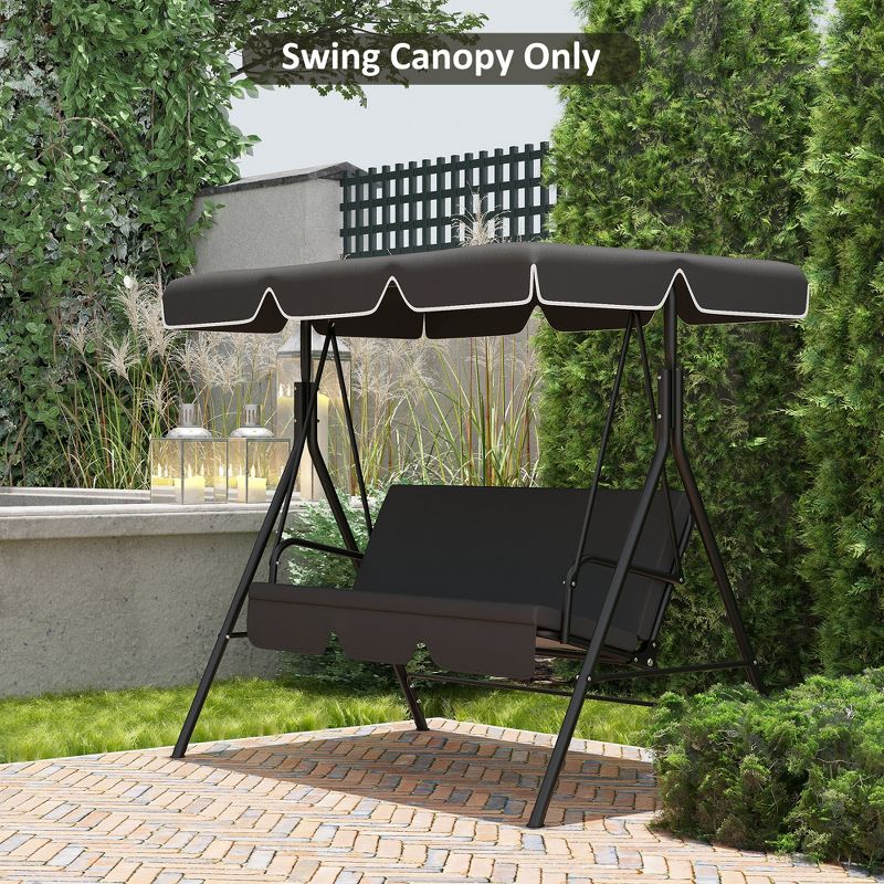 Outsunny 2/3 Seater Swing Canopy Replacement with Tubular Framework, UV50+ Outdoor Swing Seat Top Cover, 2 of 7