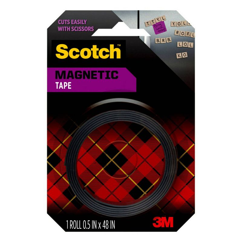 Scotch .5&#34; x 4&#39; Repositionable Magnetic Tape - Black, 1 of 8