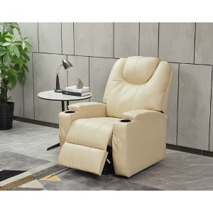 Faux Leather Recliner Chair with Cup Holders & Remote Control - 1 of 4