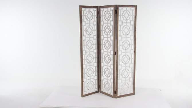 Farmhouse Wood Patterned Room Divider Screen White - Olivia &#38; May, 2 of 22, play video