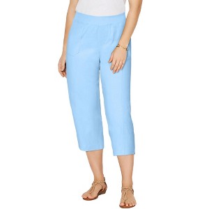 Catherines Women's Plus Size Stretch Knit Waist Cargo Capri - 1 of 4