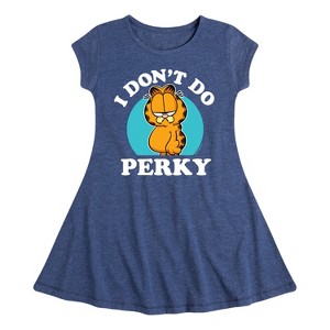 Girls' - Garfield - I Don't Do Perky Fit & Flair Cap Sleeve Dress - 1 of 3