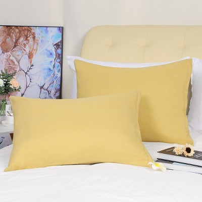 2 Pcs Standard 20"x26" 1800 Series Soft Brushed Microfiber Soft Pillowcase Gold  - PiccoCasa