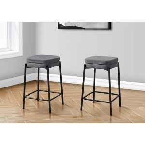 Fabric & Metal Backless Padded Cushioned Counter Height Barstool (Set of 2) with Footrest and Contemporary Modern Design for Kitchen - 1 of 4