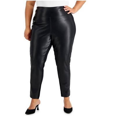 Calvin Klein Womens Faux Leather Stretch Casual Leggings