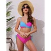 INSPIRE CHIC Women's Front Cross Contrast Color Bikini Sets, Strappy Top Tie Size Triangle Bottoms Swimwear Bathing Suits 1 Set - 4 of 4
