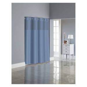 Hookless Herringbone Shower Curtain with Liner Midnight Blue