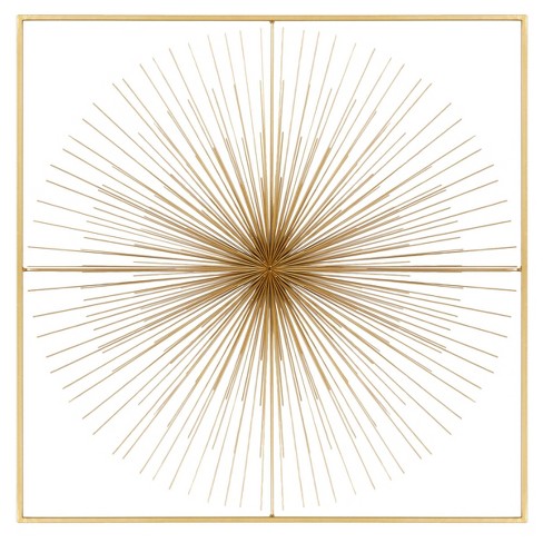 36 X 36 Square Metal Wall Decor With Starburst Center Gold Cosmoliving By Cosmopolitan Target